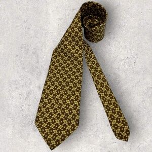 PAL ZILERI Brown/Beige/Blue Geometric Floral Silk LUXURY Tie ITALY